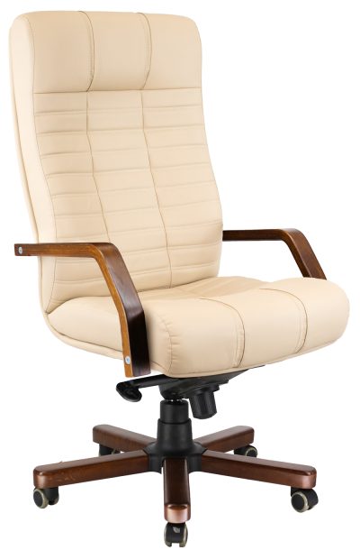 Кресло Everprof Atlant Wood (Атлант Вуд) M Экокожа Бежевый