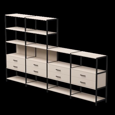 Набор стеллажных систем №13 Everprof EVO (ЭВО) 3245x385x1840 Кашемир/Черный