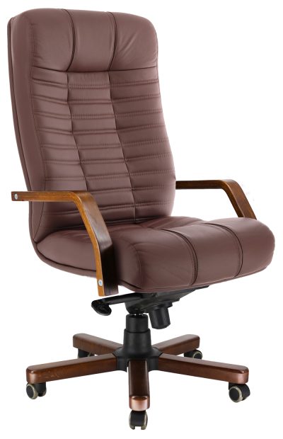 Кресло Everprof Atlant Wood (Атлант Вуд) M Экокожа Коричневый