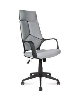 Кресло офисное / IQ /CX0898H-1-53/ (black+grey) черный пластик / светло серая ткань
