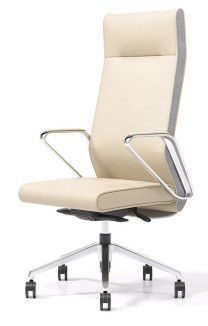 Кресло руководителя Hero CHR81SC-2, 560*640*1150, обивка кожа+компаньон цвет бежевый, пластик белый