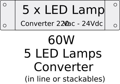 Блок питания для LED ламп 60W 220Vac-24Vdc макс. 5 ламп