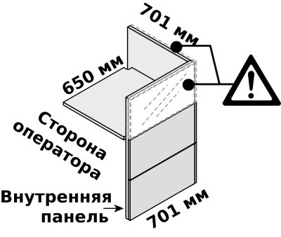 Малый угловой правый модуль с верхней панелью из оргстекла / поликарбоната и 2-я панелями из МДФ 701 х 701 мм