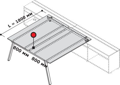 Бенч 1800 х 1652 мм на А-опорах и приставной тумбе