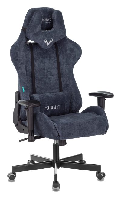 Кресло игровое Zombie Viking Knight синий Light-27 с подголов. крестов. металл