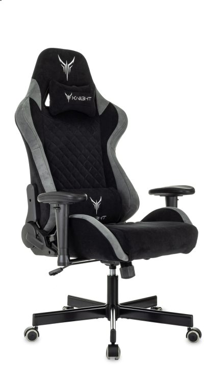 Кресло игровое Knight Regal Fabric черный/серый искусственная замша с подголов. крестов. металл