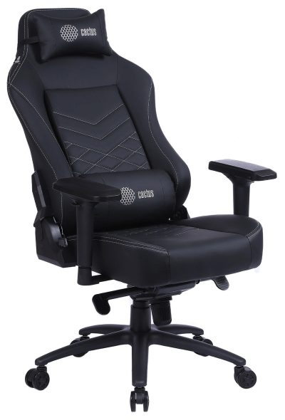 Кресло игровое Cactus CS-CHR-0112 черный экокожа с подголов. крестов. черный
