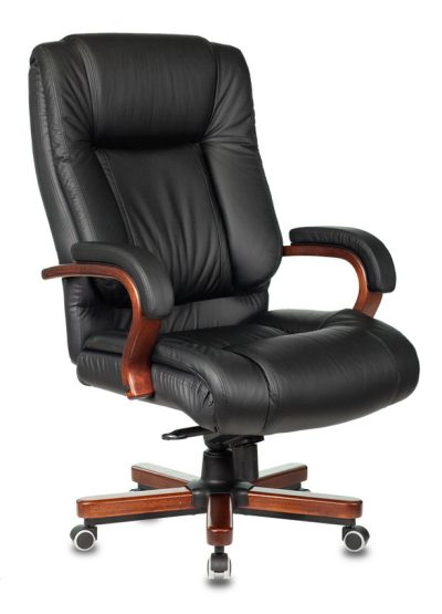 Кресло руководителя Бюрократ T-9925WALNUT черный кожа/иск.кожза крестов. металл/дерево