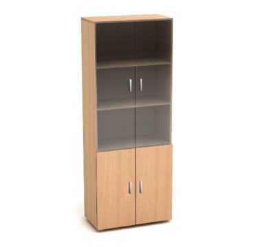 К2 Канц Шкаф со стеклом (700х350х1830) (ШК31+ДК32х2+ДК35х2+ФС04х2)