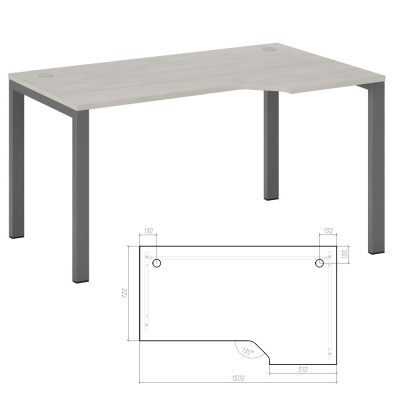 Стол эргономичный правый на металлоопорах Нью лайн (New Line)