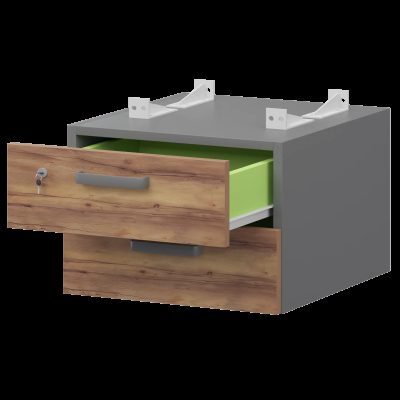 Тумба подвесная для столов на м/каркасе гл.600 мм Смарт СМТ2-2ПД.60 Графит/Таксония