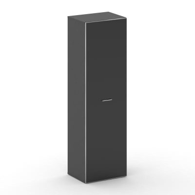 Фреско Шкаф средний высокий универсальный FR.SM-102 black Базальт UM/Лакобель Черный/Хром 600*460*20