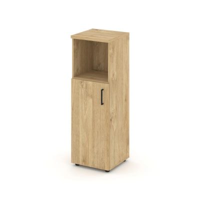 Стайл Проджект Шкаф средний узкий SN.STU.E-201(L) Тиквуд Светлый/Черный Ручки 400*400*1203
