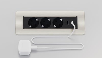 Электрификация Блок розеток выдвижной горизонтальный (3 розетки, USB-A, USB-C) G4703-2AC.N Никель/Че