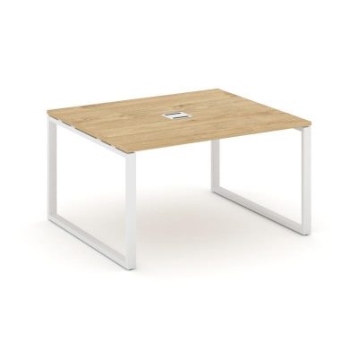 Стайл Проджект Стол переговорный SN-6O.SPRG-033 Тиквуд Светлый/Металл Белый 1380*1180*750