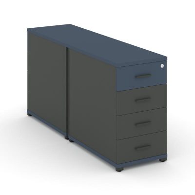 Концепт Тумба двухсторонняя опорная/приставная 4 ящ. CN.DTGO-002 A Звездный Сапфир/Антрацит NEW/Мета