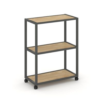 Шелф Мобайл Стеллаж 3 уровня 1 секция VR.LT-STK-301.12 Тиквуд Светлый/Металл Антрацит 1200*400*1046