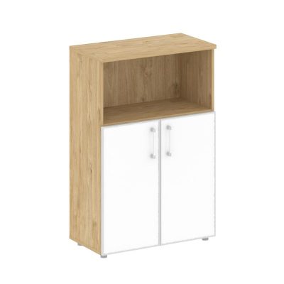 Шифт Шкаф средний широкий SK.ST-2.2R white Тиквуд Светлый/Стекло White 800*420*1207