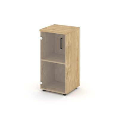 Стайл Проджект Шкаф низкий узкий SN.STU-302(L) Тиквуд Светлый/Прозрачный/Черный Ручки 400*400*833