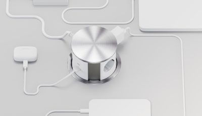 Электрификация Блок розеток выдвижной вертикальный (3 розетки, USB-A, USB-C) G10703N-2AC.N Серебро/Б