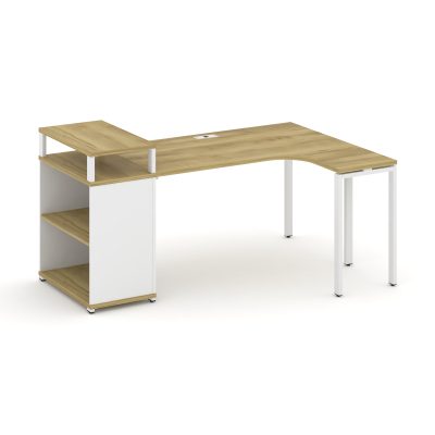 Концепт Стол эргономичный с опорным стеллажом с верх. горизонтом CN.SA-203(R) Дуб Винченцо/Белый Бри
