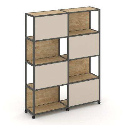Шелф Мобайл Стеллаж 5 уровней 2 секции VR.LT-STK-516.08 Тиквуд Светлый/Металл Антрацит/W-04 1570*400