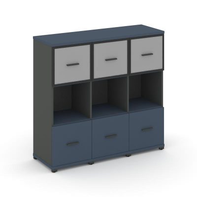 Концепт Шкаф 3 узкие секции, 3 ниши CN.STU-335 RMB A Звездный Сапфир/Антрацит NEW/Металл Антрацит/Са