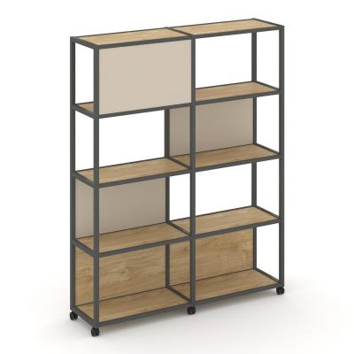 Шелф Мобайл Стеллаж 5 уровней 2 секции VR.LT-STK-514.06 Тиквуд Светлый/Металл Антрацит/W-04 1170*400