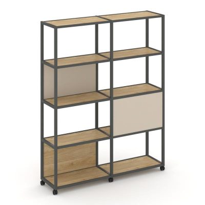 Шелф Мобайл Стеллаж 5 уровней 2 секции VR.LT-STK-512.10 Тиквуд Светлый/Металл Антрацит/W-04 1970*400