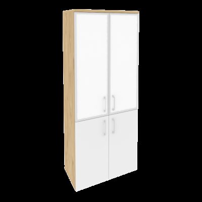Оникс Шкаф высокий широкий O.ST-1.2 R white Тиквуд Светлый/Белый Бриллиант/Стекло White 800*420*1977