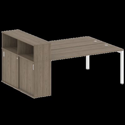 Метал Систем Куатро Рабочая станция с шкафом-купе на П-образном м/к 50БП.РС-СШК-2.5 Т Вяз Благородны