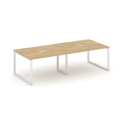 Стайл Проджект Стол переговорный SN-6O.SPRG-043 Тиквуд Светлый/Металл Белый 2760*1180*750