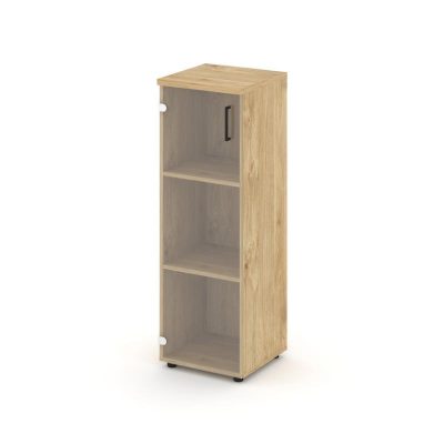 Стайл Проджект Шкаф средний узкий SN.STU.E-205(L) Тиквуд Светлый/Прозрачный/Черный Ручки 400*400*120