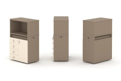 Эстетика Набор №2. Тумба одиночная+низкая надставка ES.NB.1N-2 Латте/Сатин 750*410*1135