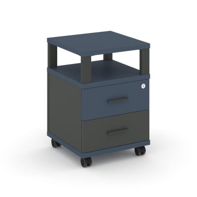 Концепт Тумба мобильная 2 ящ. с надставкой CN.TUM-002 A Звездный Сапфир/Антрацит NEW/Металл Антрацит