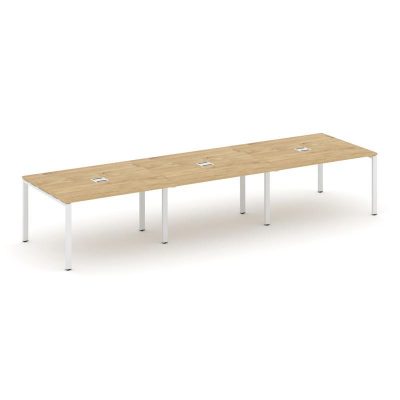 Стайл Проджект Стол переговорный SN-6P.SPRG-054 Тиквуд Светлый/Металл Белый 4740*1180*750