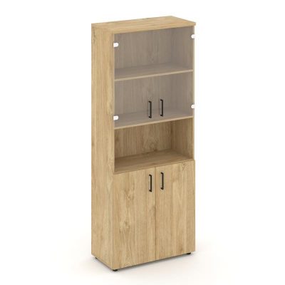 Стайл Проджект Шкаф высокий широкий SN.STS-105 Тиквуд Светлый/Прозрачный/Черный Ручки 796*400*1982
