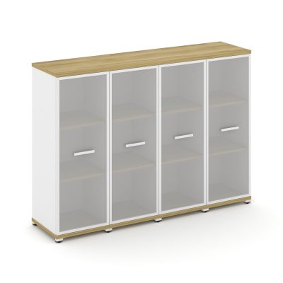 Концепт Шкаф 4 узкие секции, 3 ниши CN.STU-346 RMW W Дуб Винченцо/Белый Бриллиант/Металл Белый/Сатин