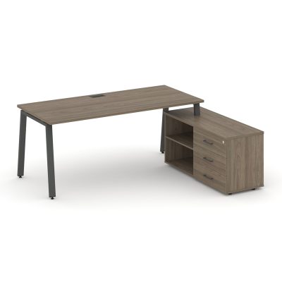 Стайл Проджект Директ Стол письменный с греденцией правой SN-6A.SRG-025.M(R) Вяз Благородный/Металл