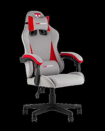 Кресло спортивное TopChairs Phantom ткань серо-красный
