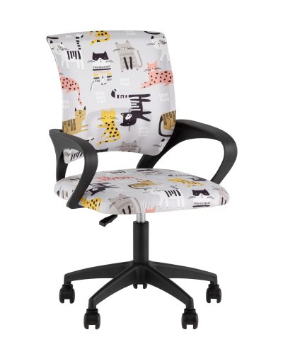 Кресло офисное TopChairs Simple SN Junior принт Blue Cats пластик черный