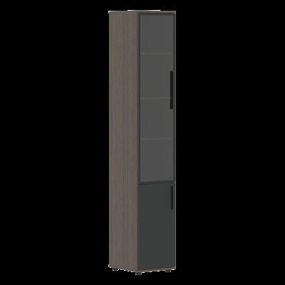 Шкаф высокий узкий VHCS 40.2.1(Л) Яшма черный/Дуб Сильвер 400х450х2273 VELION