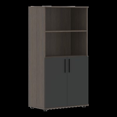 Шкаф средний широкий VMCS 80.5.1 Яшма черный/Дуб Сильвер 800х450х1537 VELION