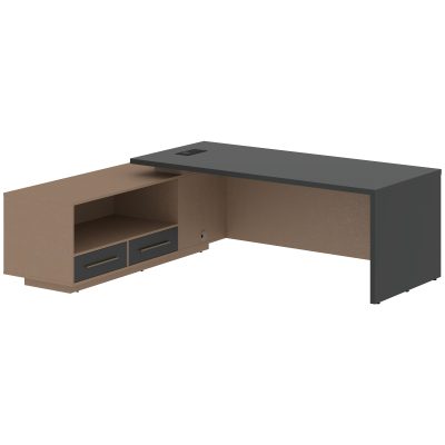 Стол руководителя с тумбой VCT 2319(Л) Яшма черный/Бронза браш/Кобра 2300х1900х750 VELION