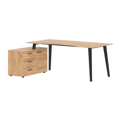 Стол руководителя с тумбой JCT 1813(Л) Дуб Бофорд/Антрацит 1800х1300х750 JAY