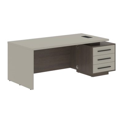 Стол руководителя с тумбой VCT 2090(Пр) Аметист/Черный матовый/Дуб Сильвер 2000х900х750 VELION