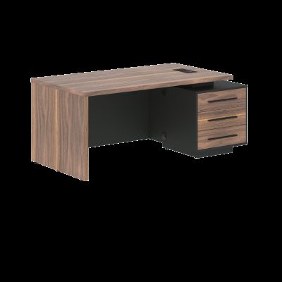 Стол руководителя с тумбой VRCT 1890(Пр) Американский орех/Черный матовый/Яшма черный 1800х900х750 VE