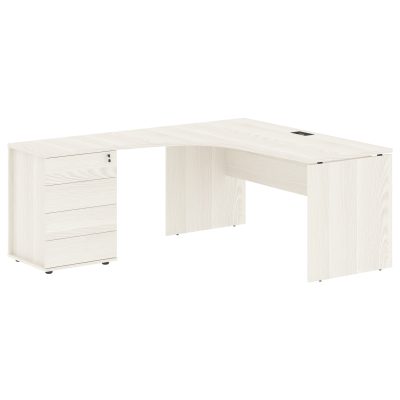 Стол эргономичный с тумбой EDCET 1518(Л) Ясень Траун/Черный 1560х1880х750 EDIS