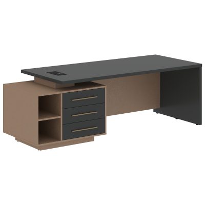 Стол руководителя с тумбой VCT 2390(Л) Яшма черный/Бронза браш/Кобра 2300х900х750 VELION