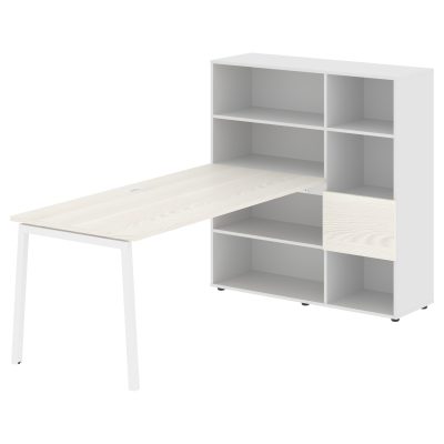 Стол-стеллаж ELRST 1217 Ясень Траун/Белый/Белый 2190х1250х1355 EDIS